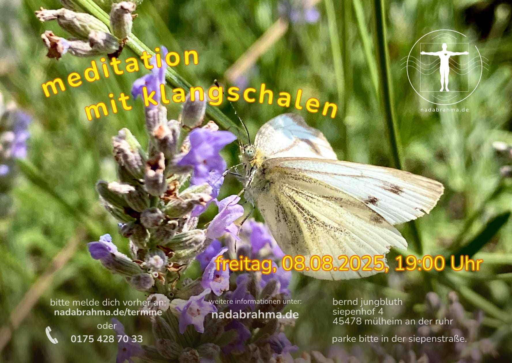 Die nächste Gongmeditation findet zum angegebenen Datum, in meinem Atelier, Siepenhof 4, 45478 Mülheim an der Ruhr, statt.